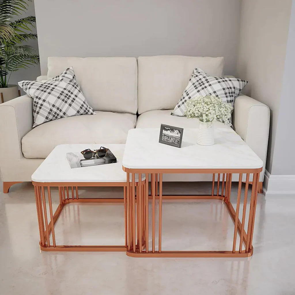 Square Copper Nesting Table Set of 2