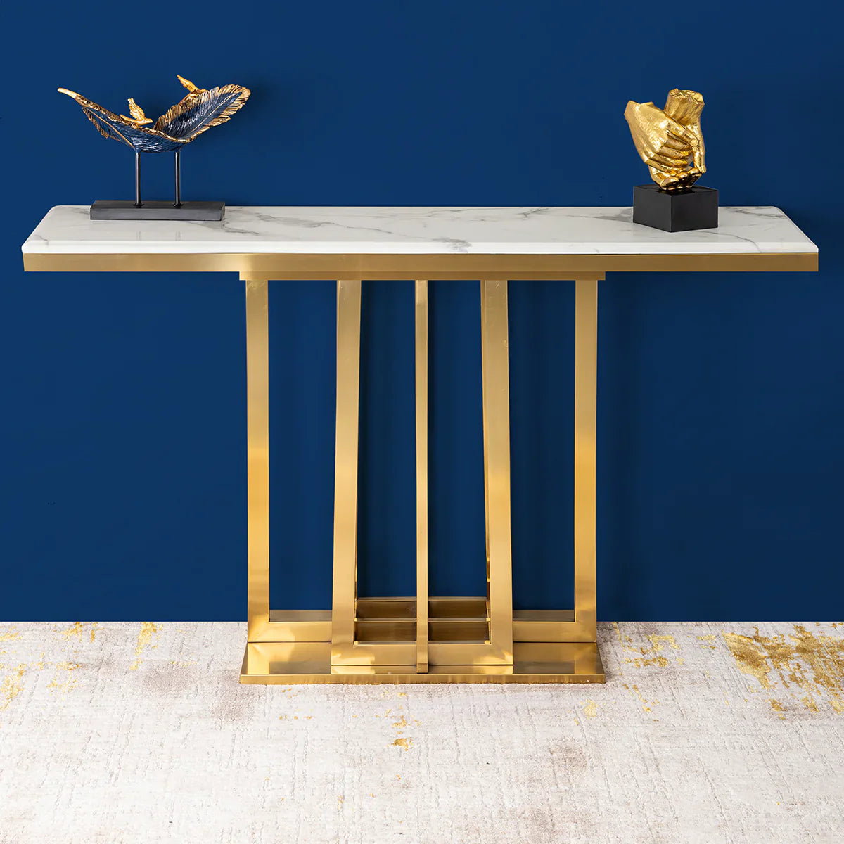 Luxury Marble Console Table PVD Finish (Stainless Steel)