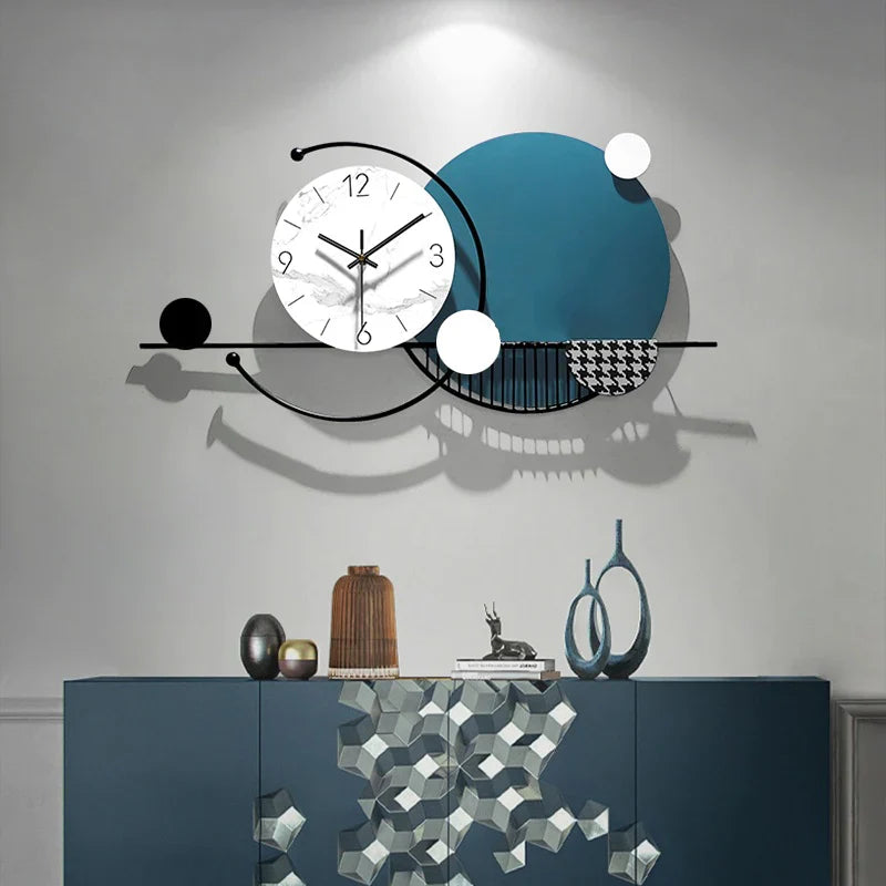 Blue Metal Wall Clock For Living Room