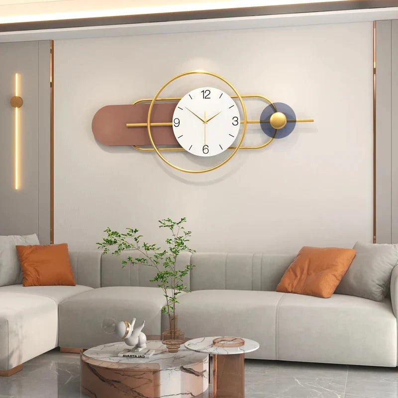 Decorative Multicolour Metal Wall Clock For Living Room