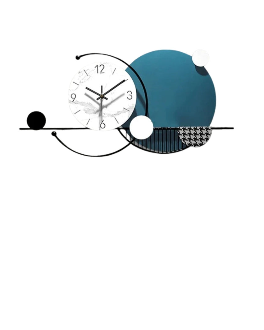 Blue Metal Wall Clock For Living Room