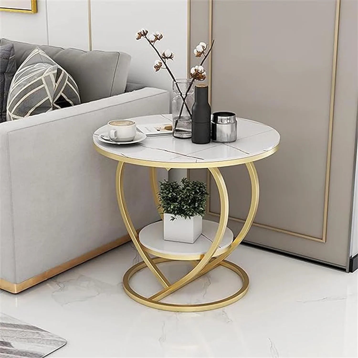 Modern Heart Shape Marble Side Table