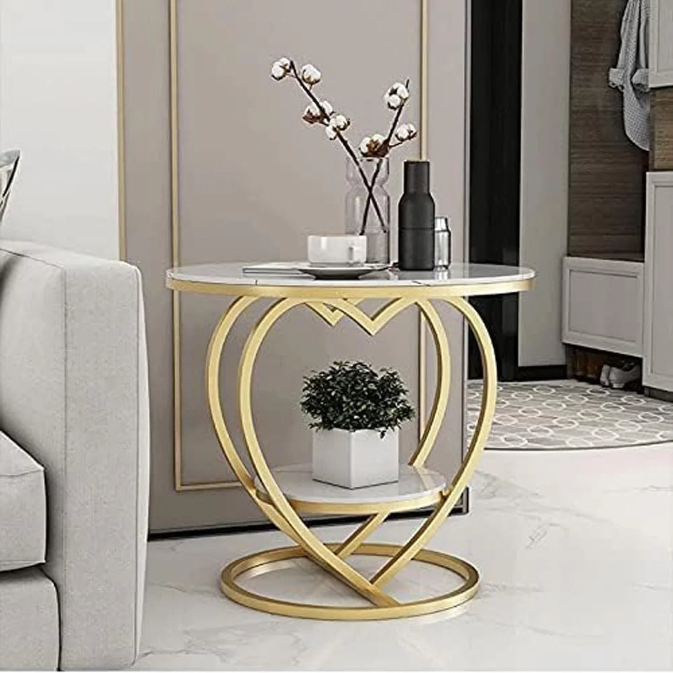 Modern Heart Shape Marble Side Table