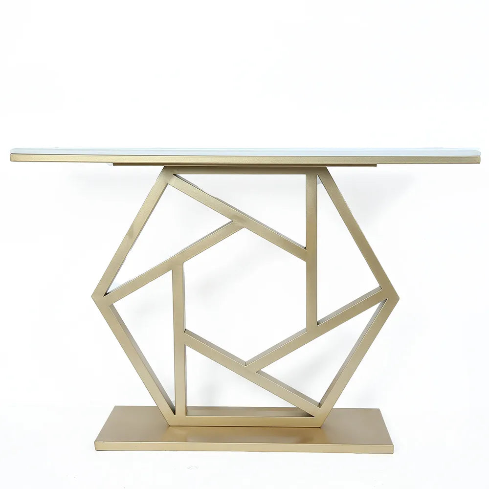 Classic Console Table In Golden Luxe Base