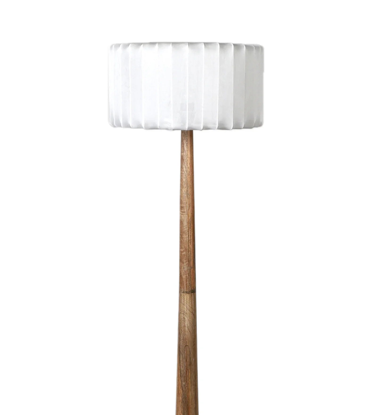 Wave White Cloth Shade Shelf Floor Lamp With Mango wood Base