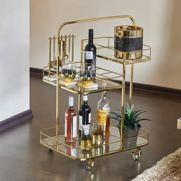 Gold Serving Trolley for home | Bar Trolley