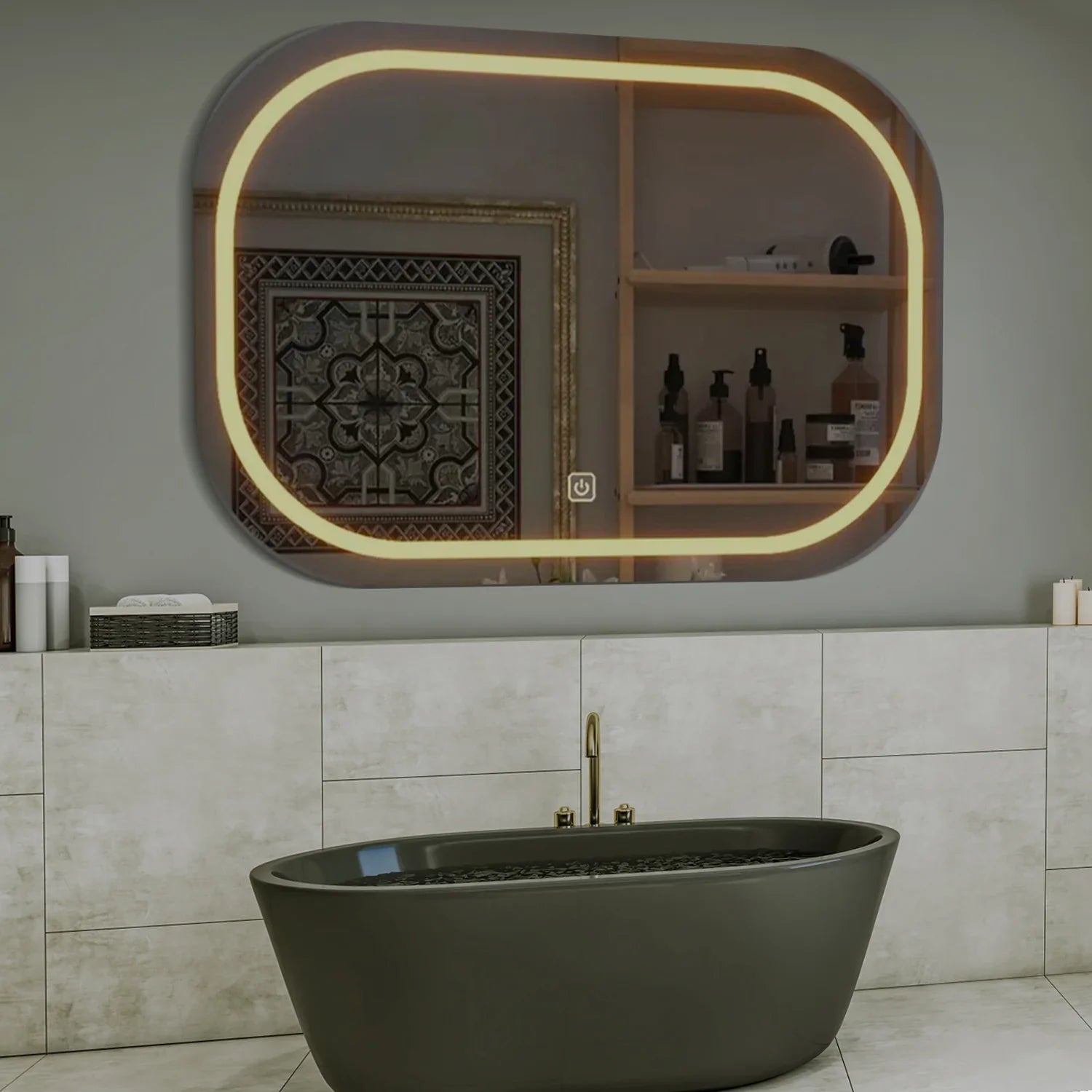 Modern Design LED Curved Rectangle Bathroom Mirror