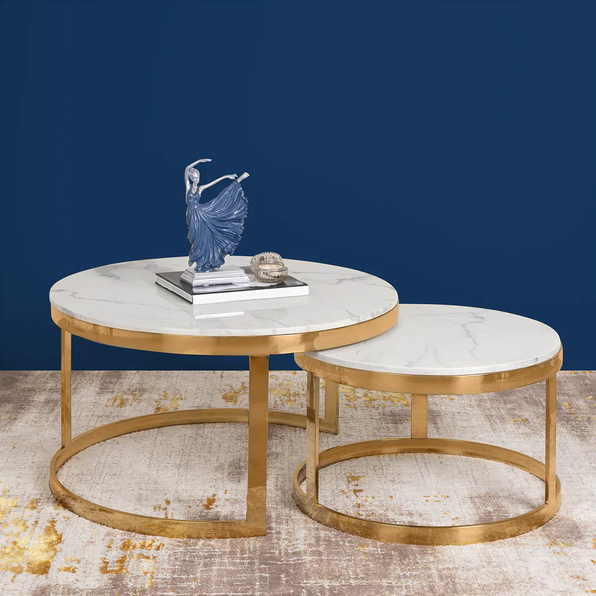 Opulent Round Center Table Set of 2 Gold PVD Finish (Stainless Steel)