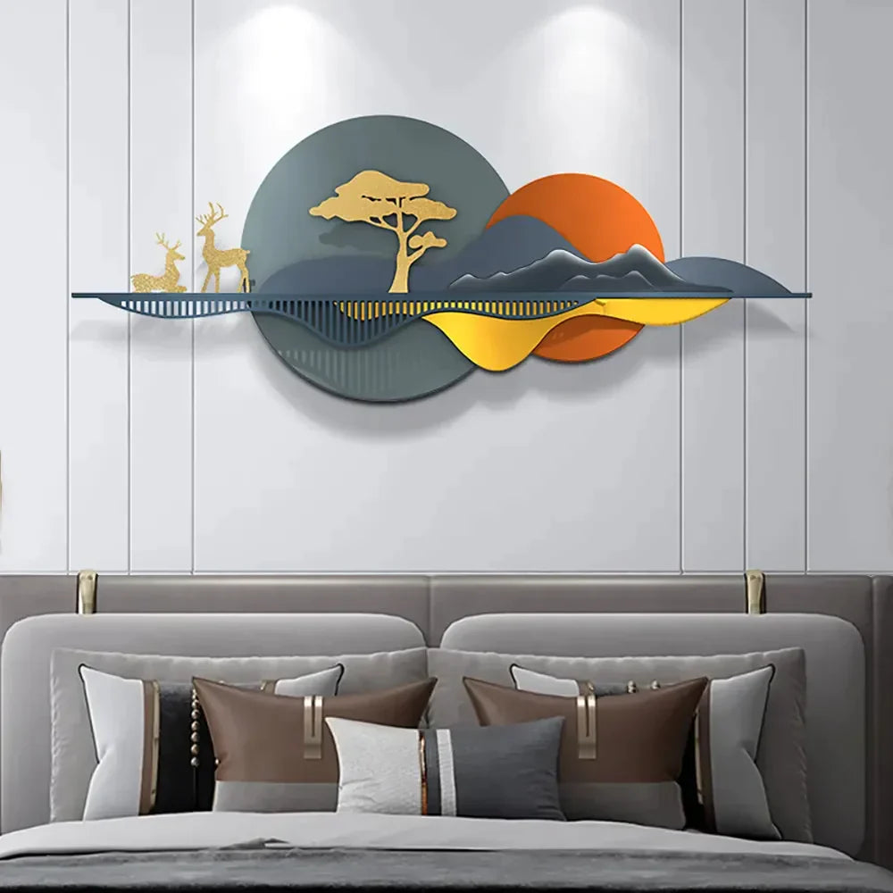 Multicolour Scenery Metal Wall Art for Living Room