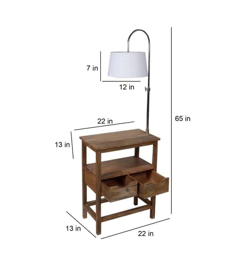 Midwest White Iron Shade Shelf Floor Lamp With Wood Base For Living Room