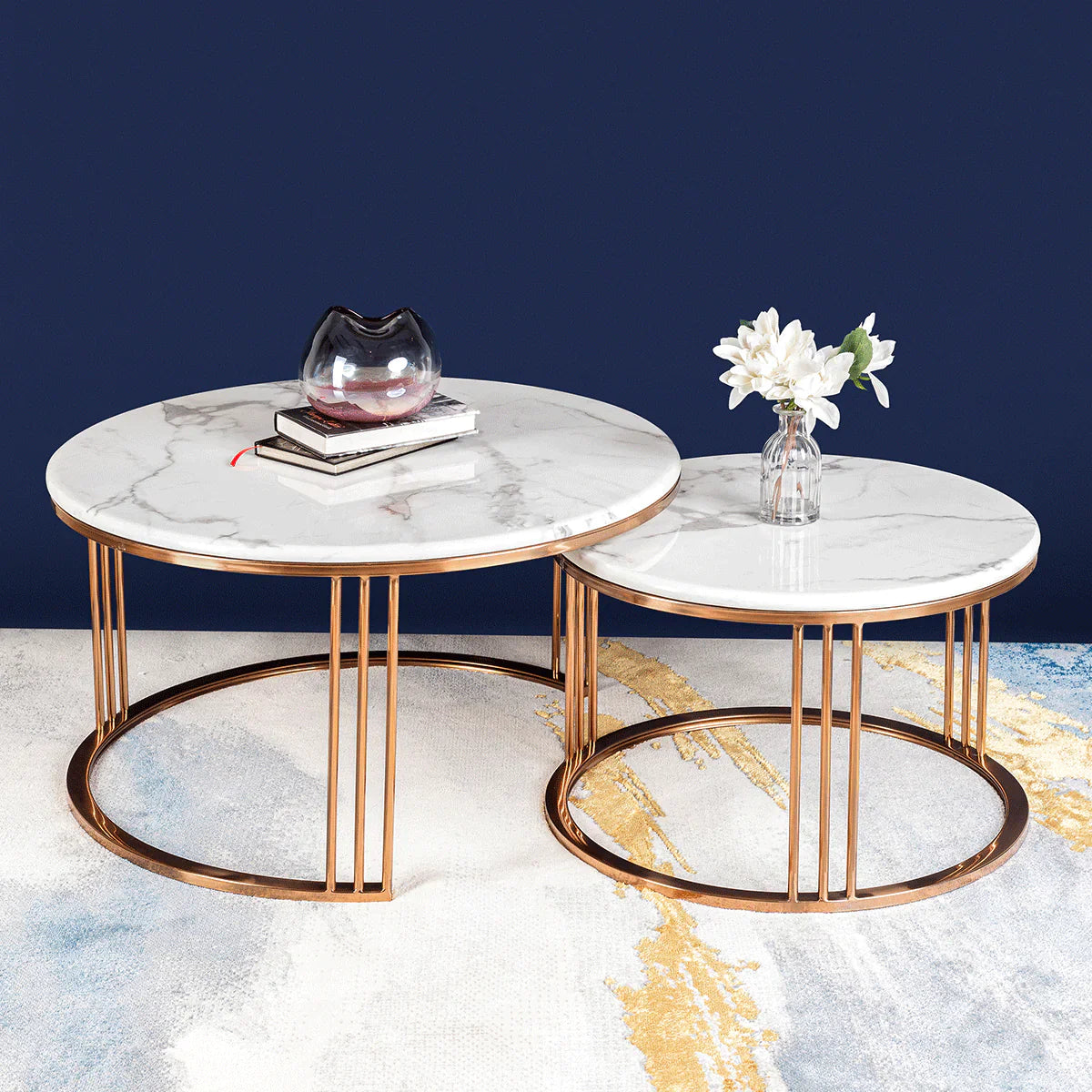 Minimalist Nesting Center Table Set of 2 Rose Gold (Stainless Steel)