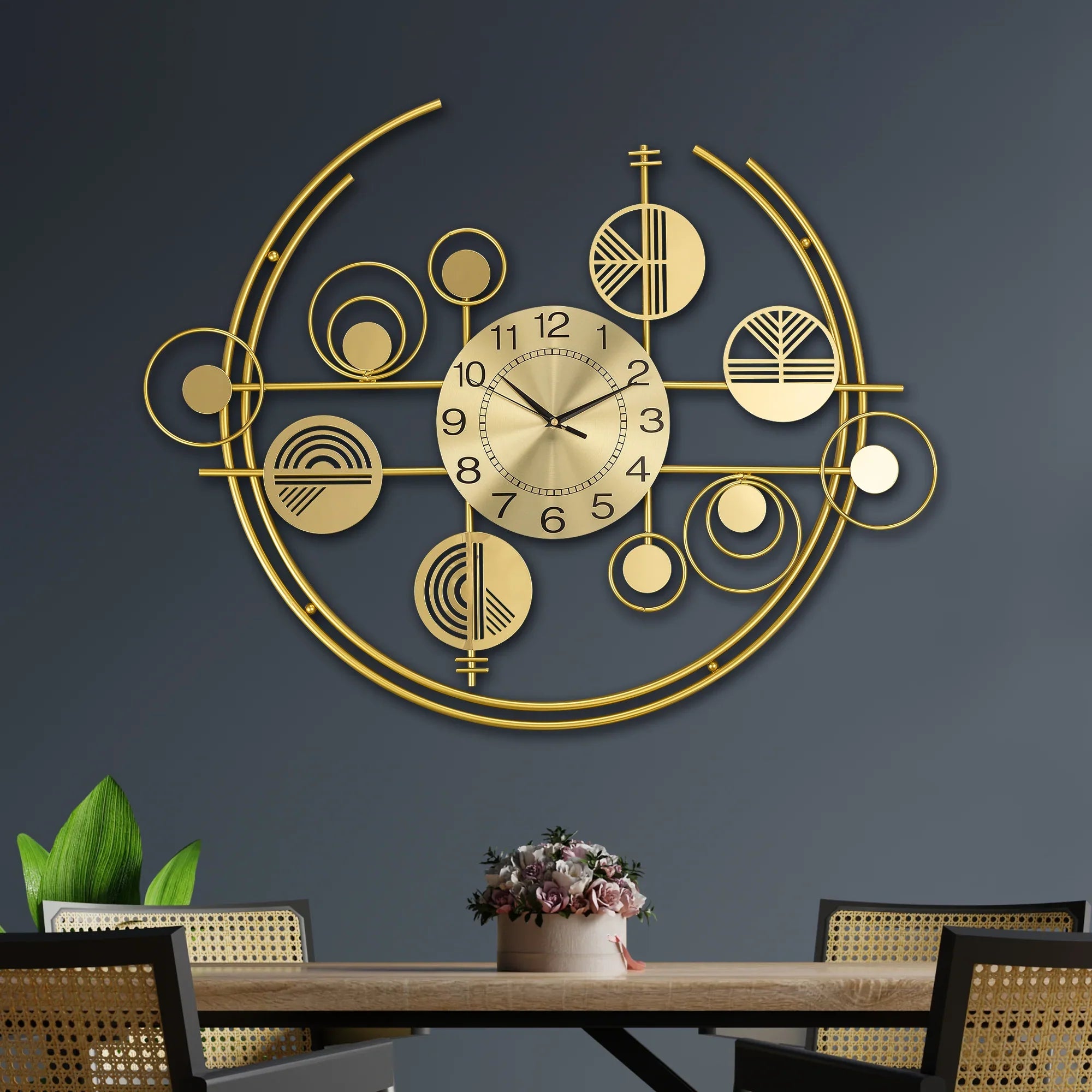 Golden Encircled Metal Wall Clock