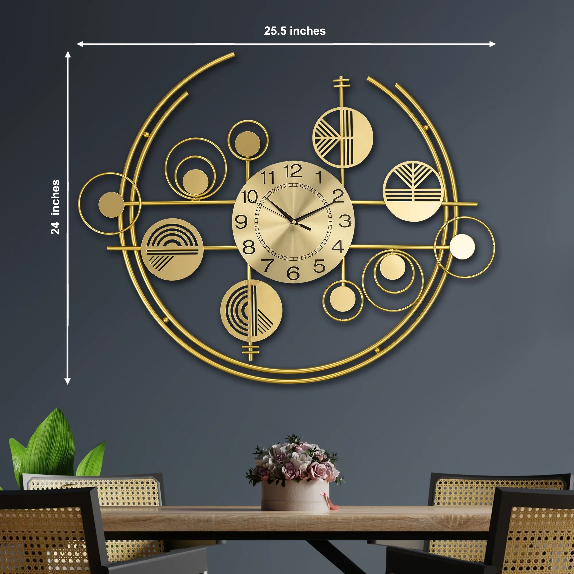 Golden Encircled Metal Wall Clock