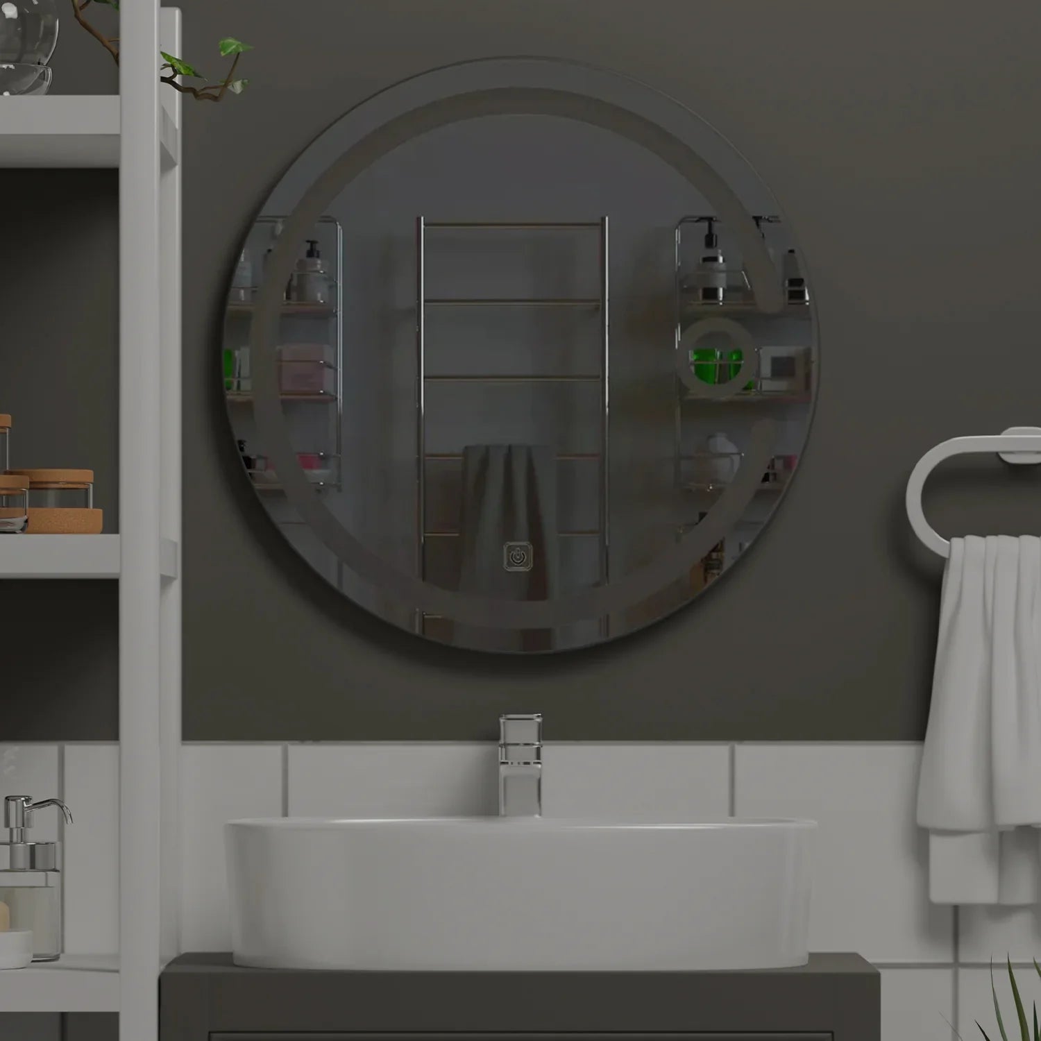 Modern Lunar Bathroom Mirror With LED