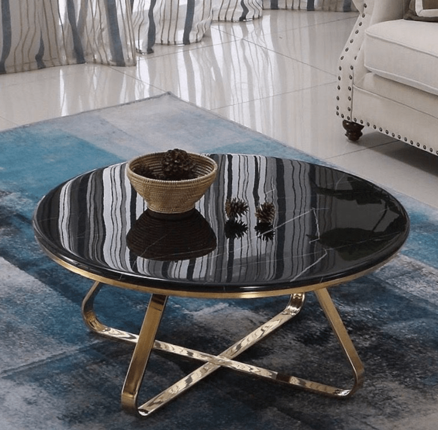 Black Center Table For Living Room PVD Finish