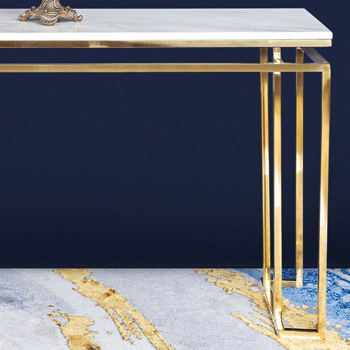 Square Marble Top Console Table PVD Finish (Stainless Steel)