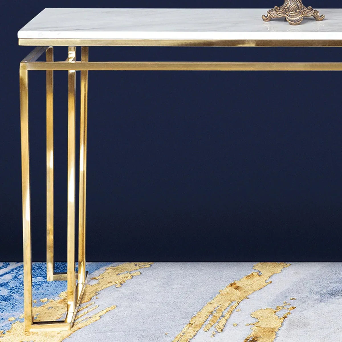 Square Marble Top Console Table PVD Finish (Stainless Steel)