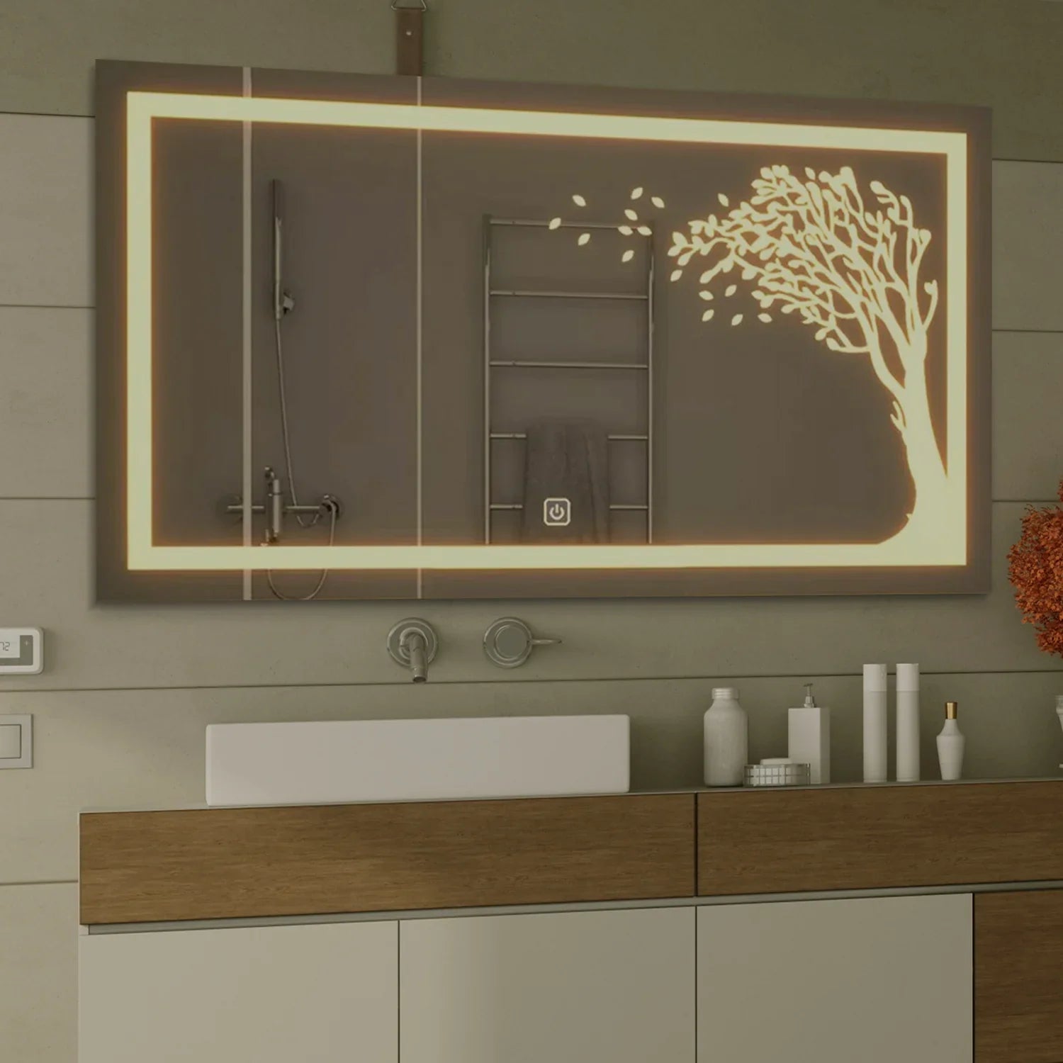 Tree LED Rectangular Shape Bathroom Mirror