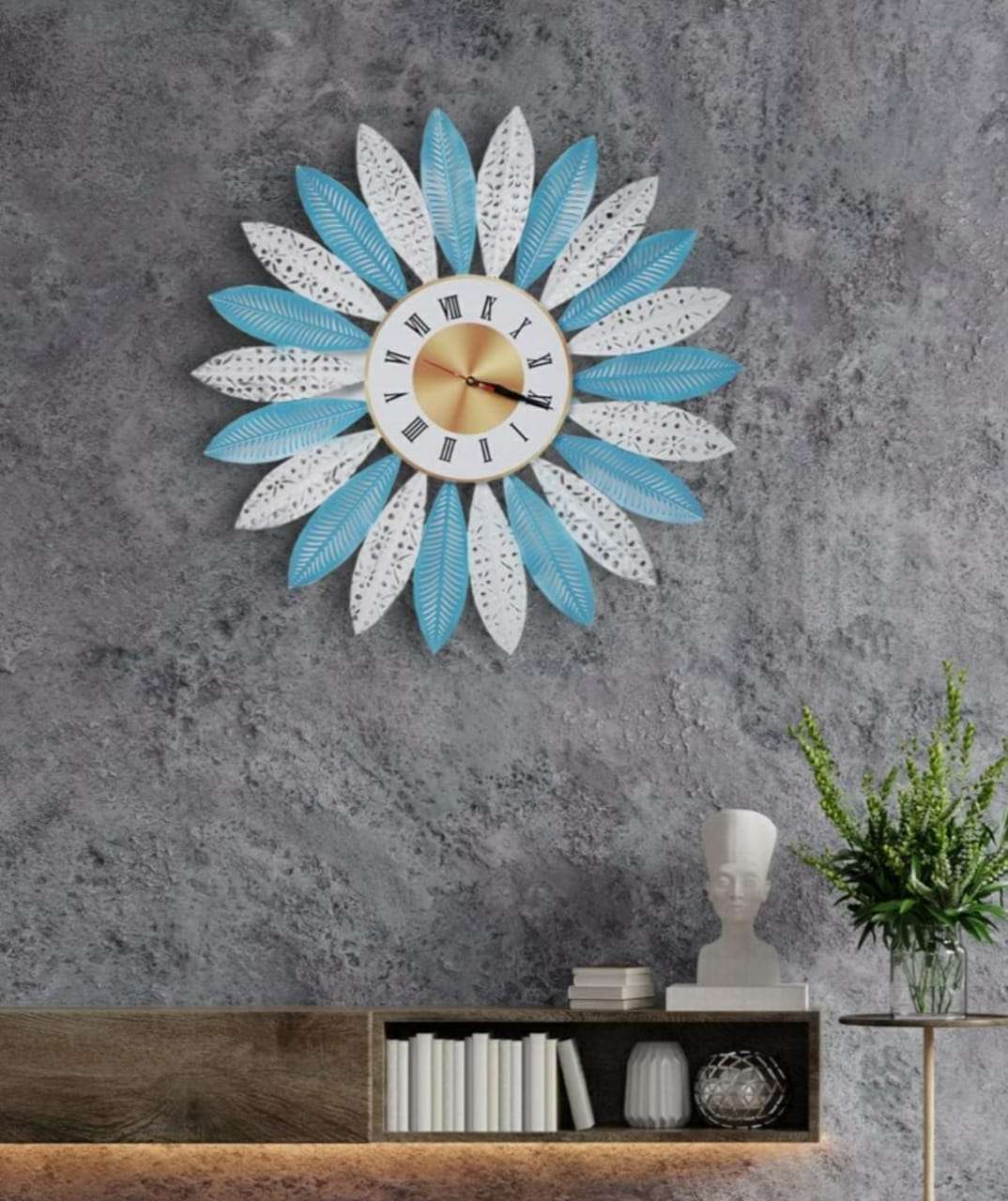 Metal Leaves Wall Clock