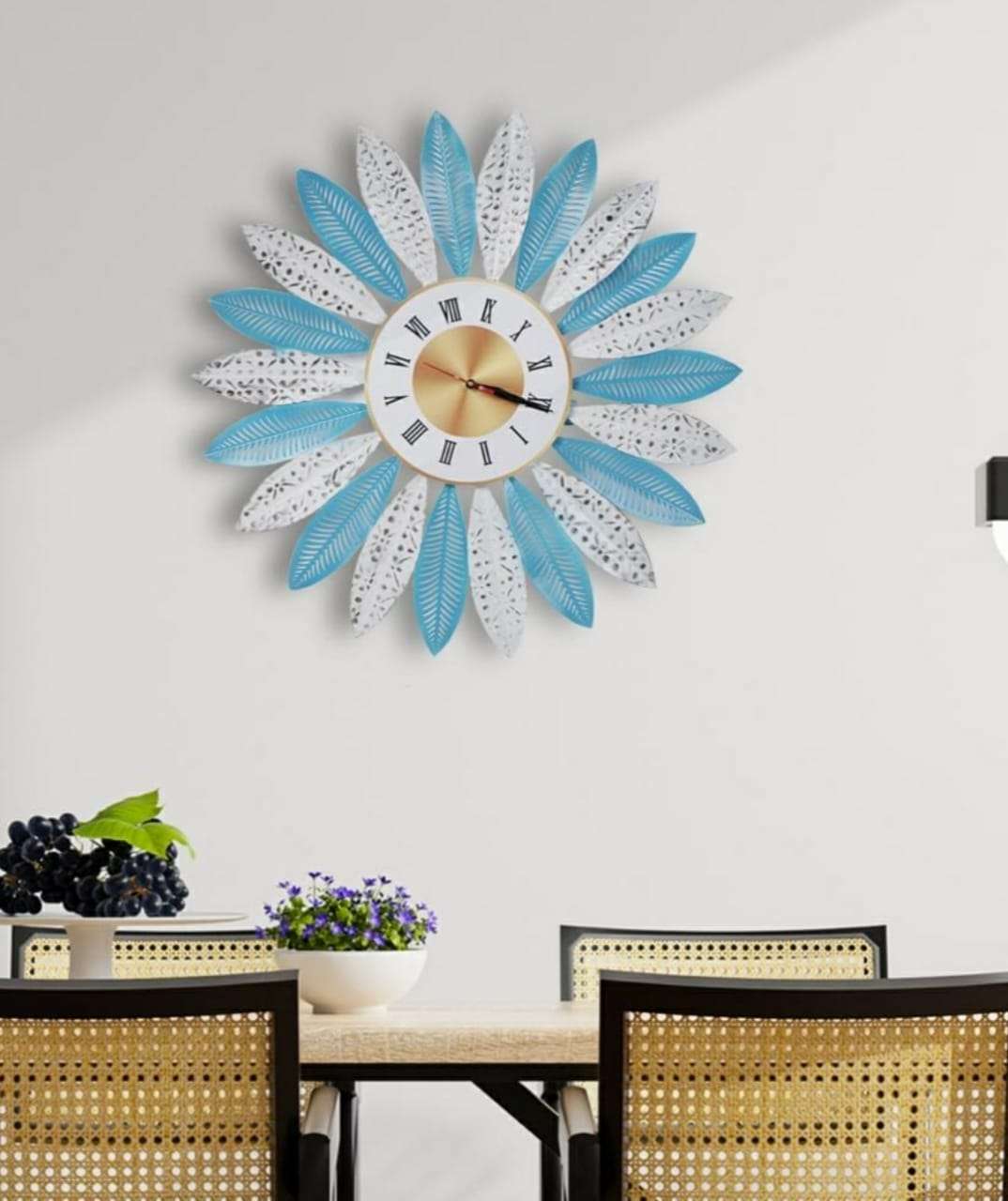 Metal Leaves Wall Clock