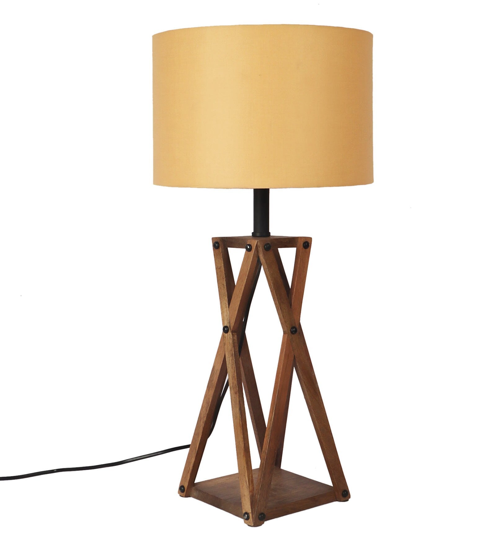 Vintage Beige Fabric Shade Table Lamp