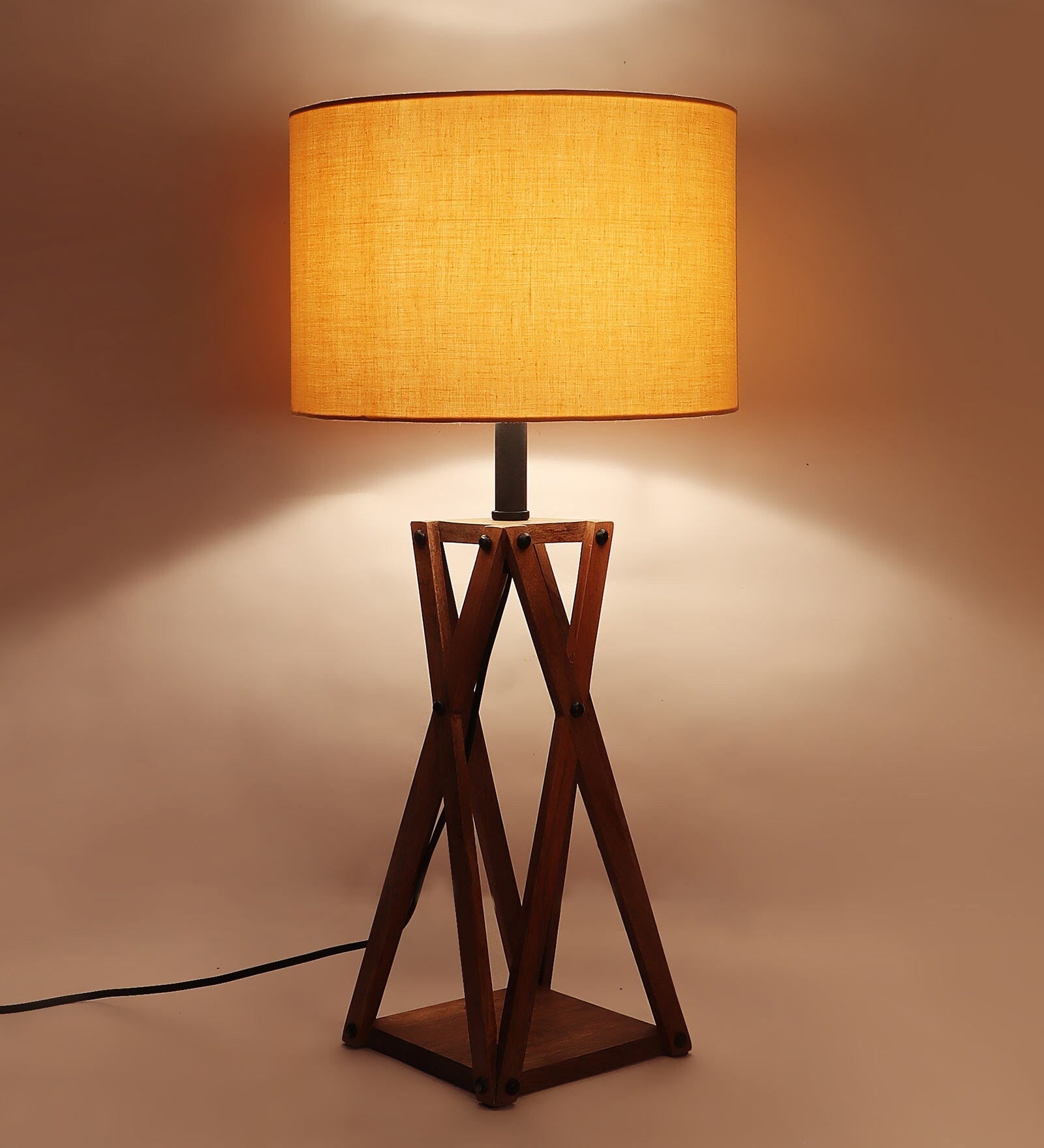 Vintage Beige Fabric Shade Table Lamp