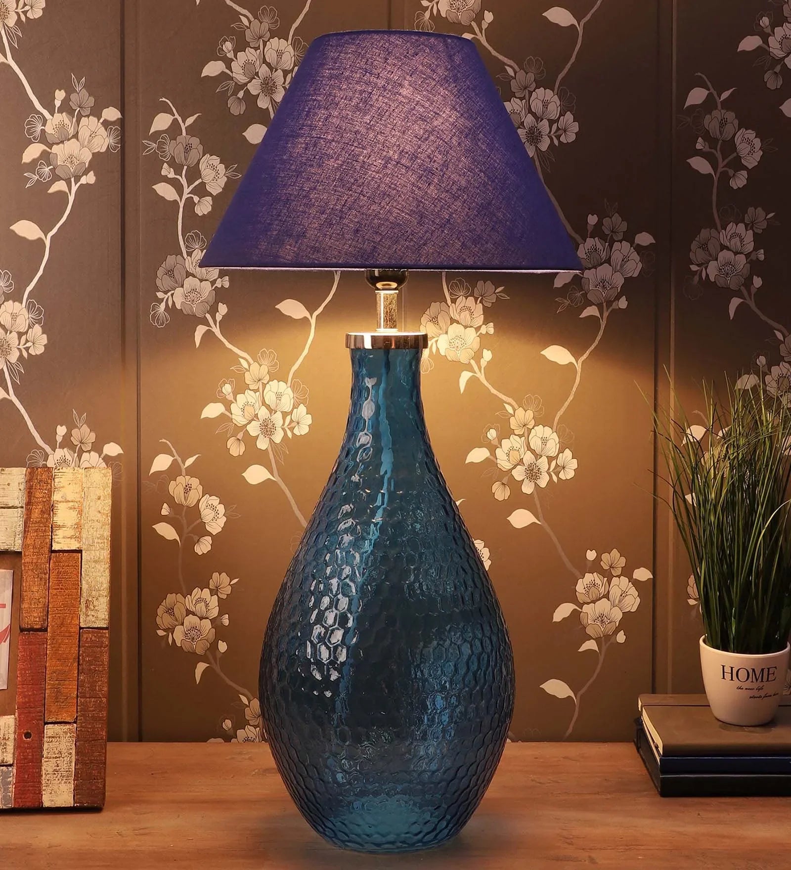 Elegant Blue Glass Table Lamp