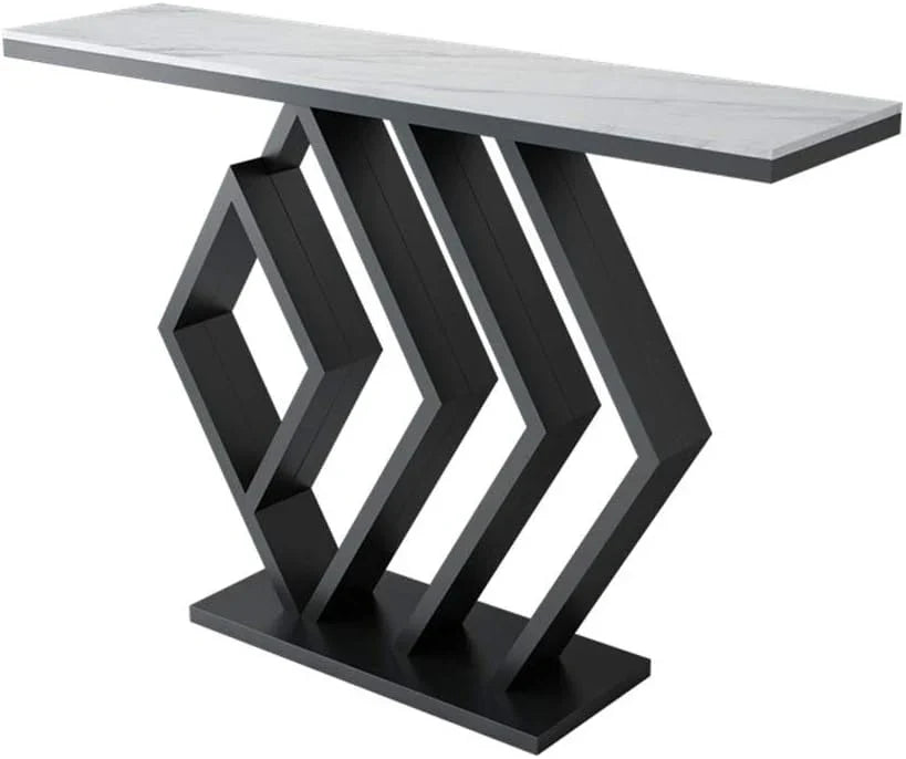 Sleek White Marble Black Console Table