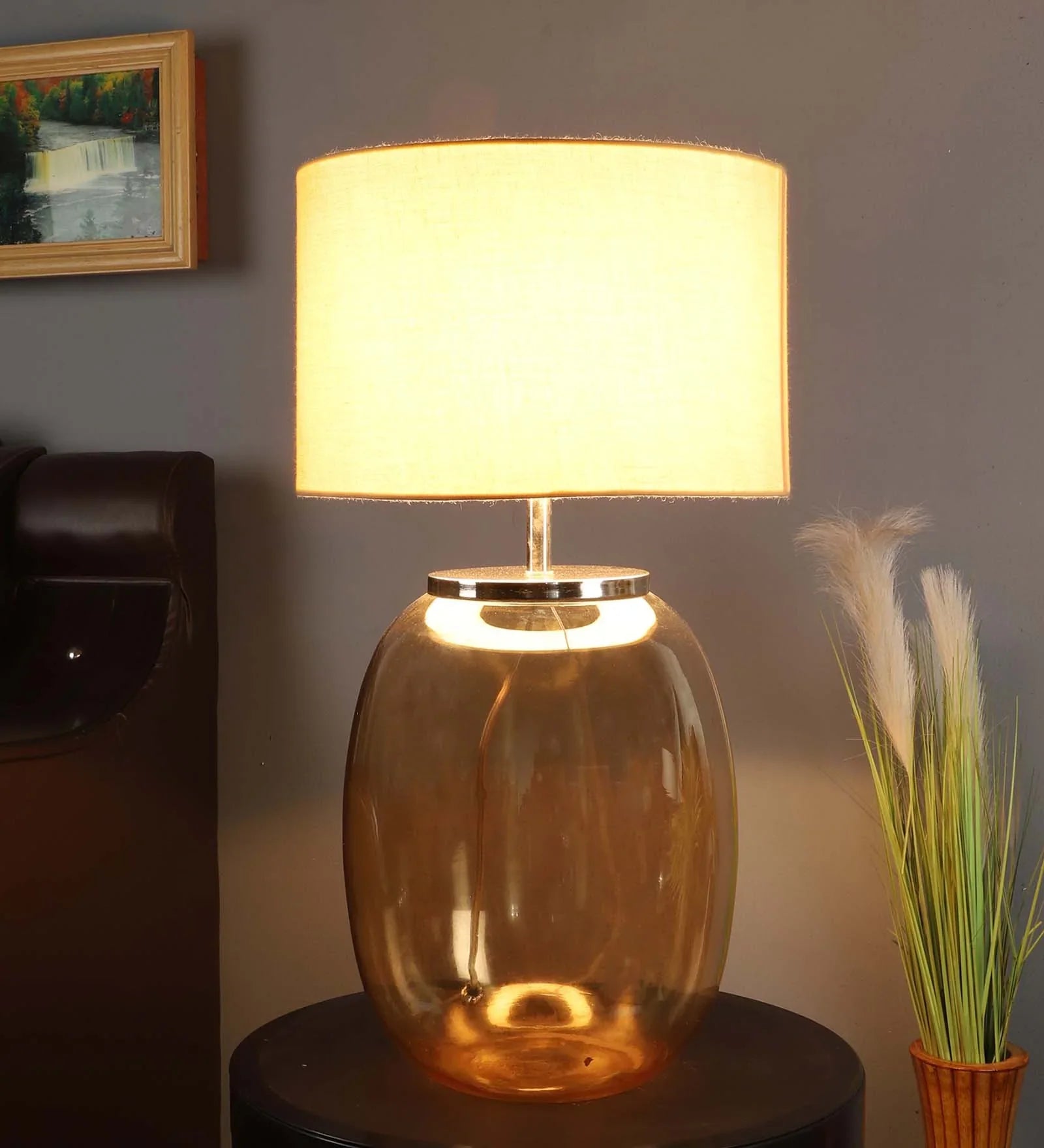 Glass Cloth Shade Table Lamp