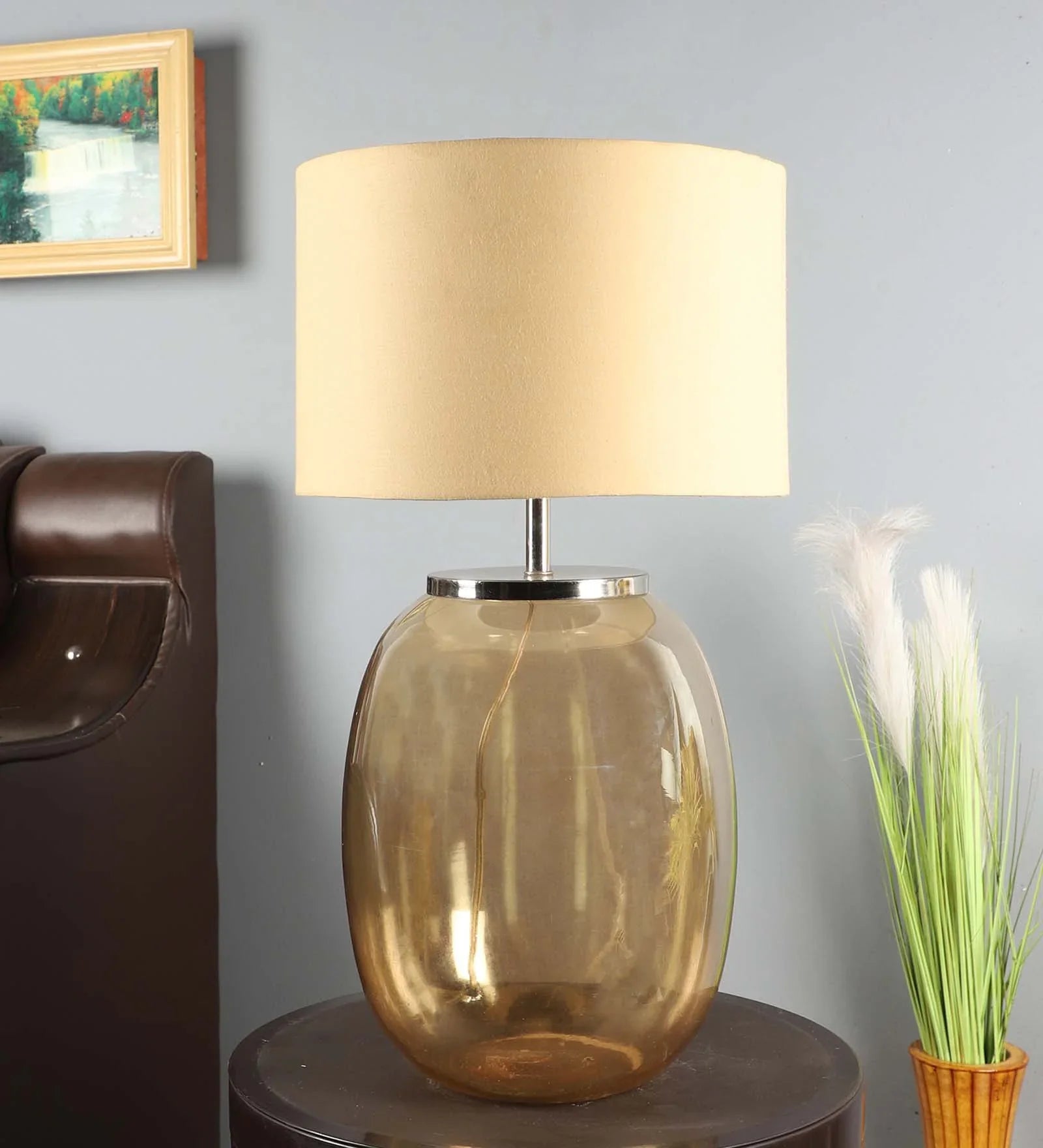 Glass Cloth Shade Table Lamp