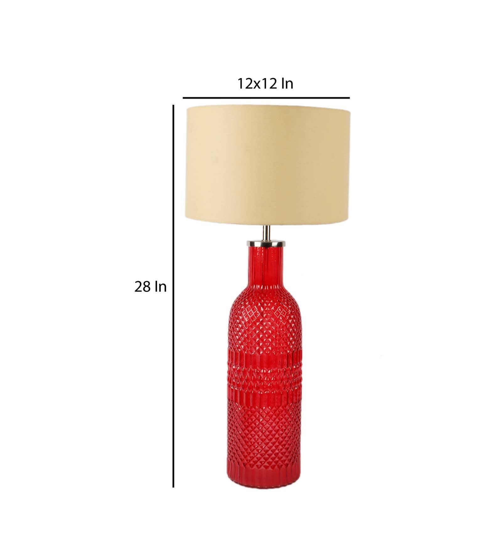 Red Glass Shade Table Lamp