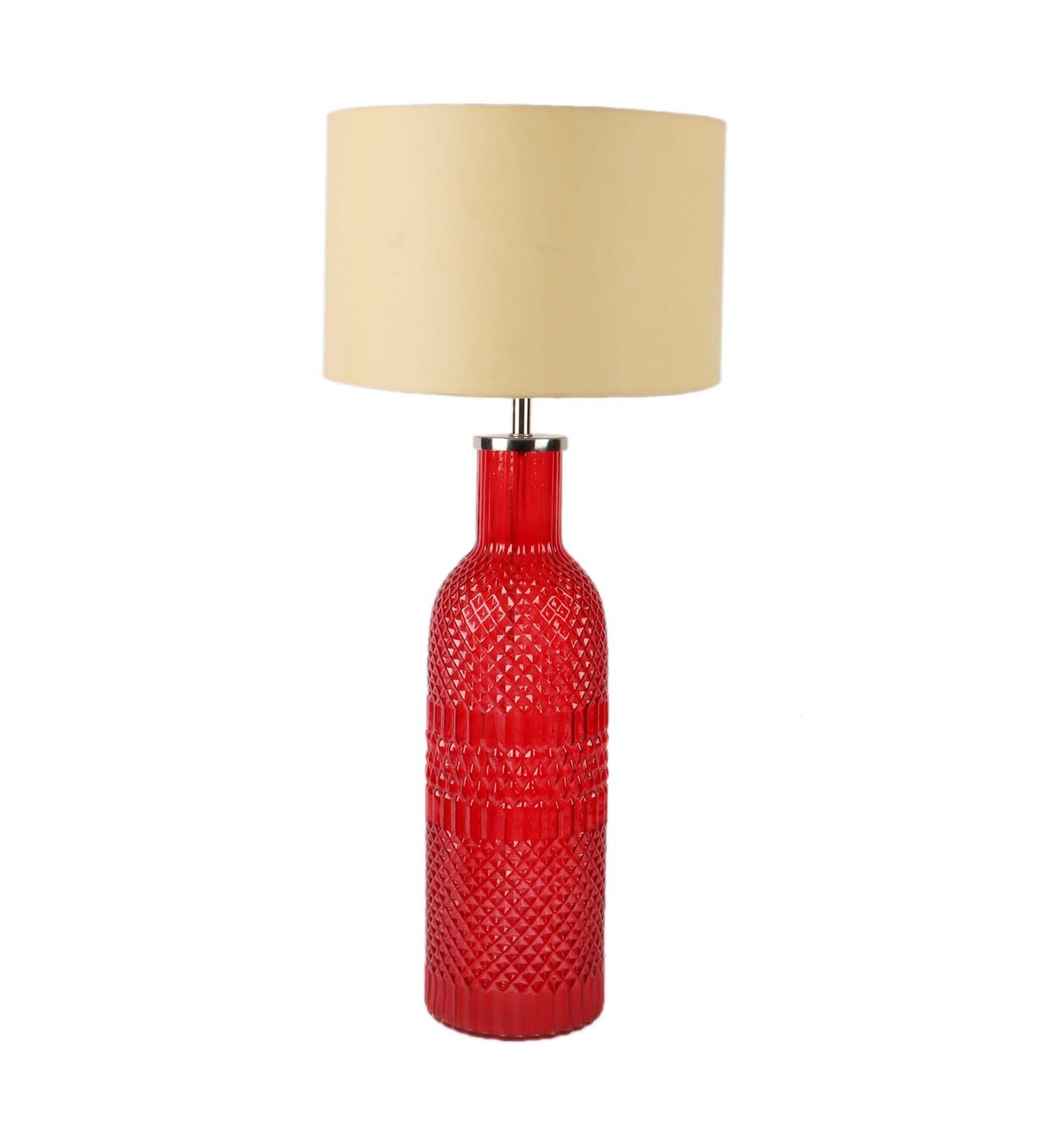 Red Glass Shade Table Lamp