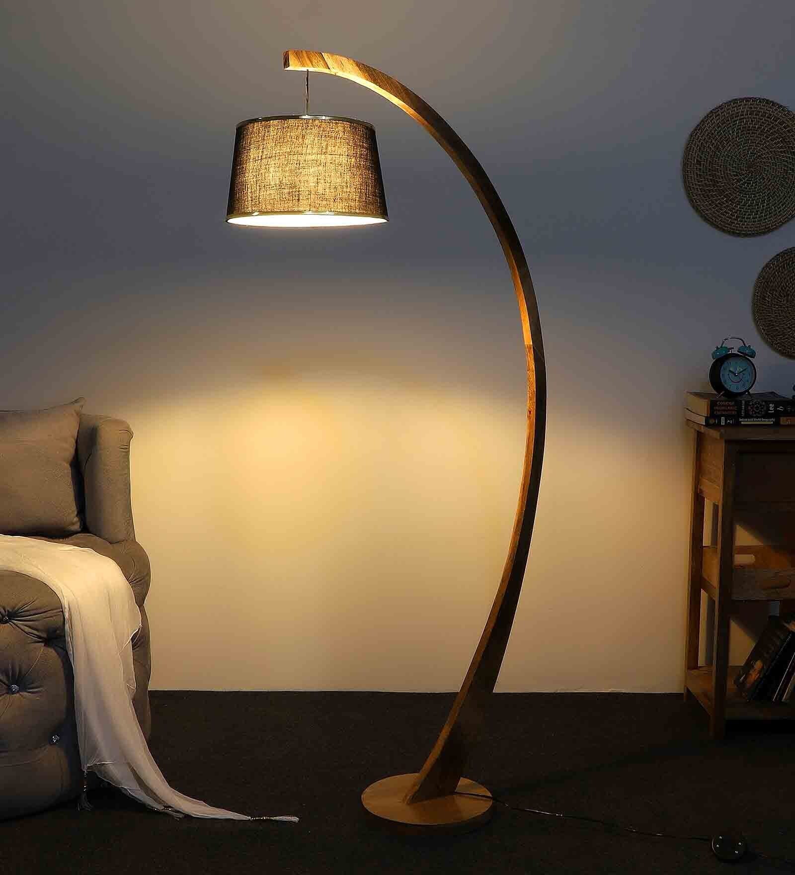 Montage Black Shade Floor Lamp With Wood Base