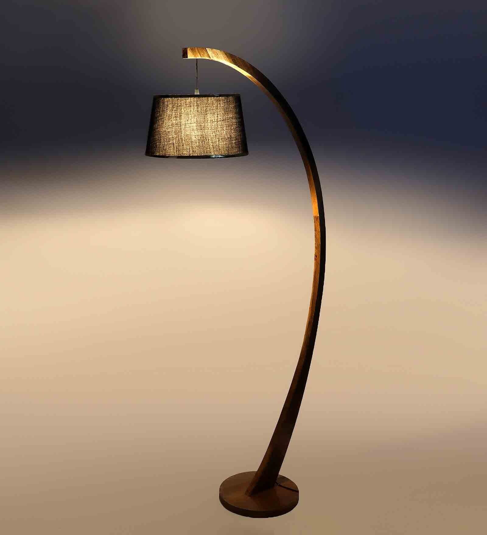 Montage Black Shade Floor Lamp With Wood Base