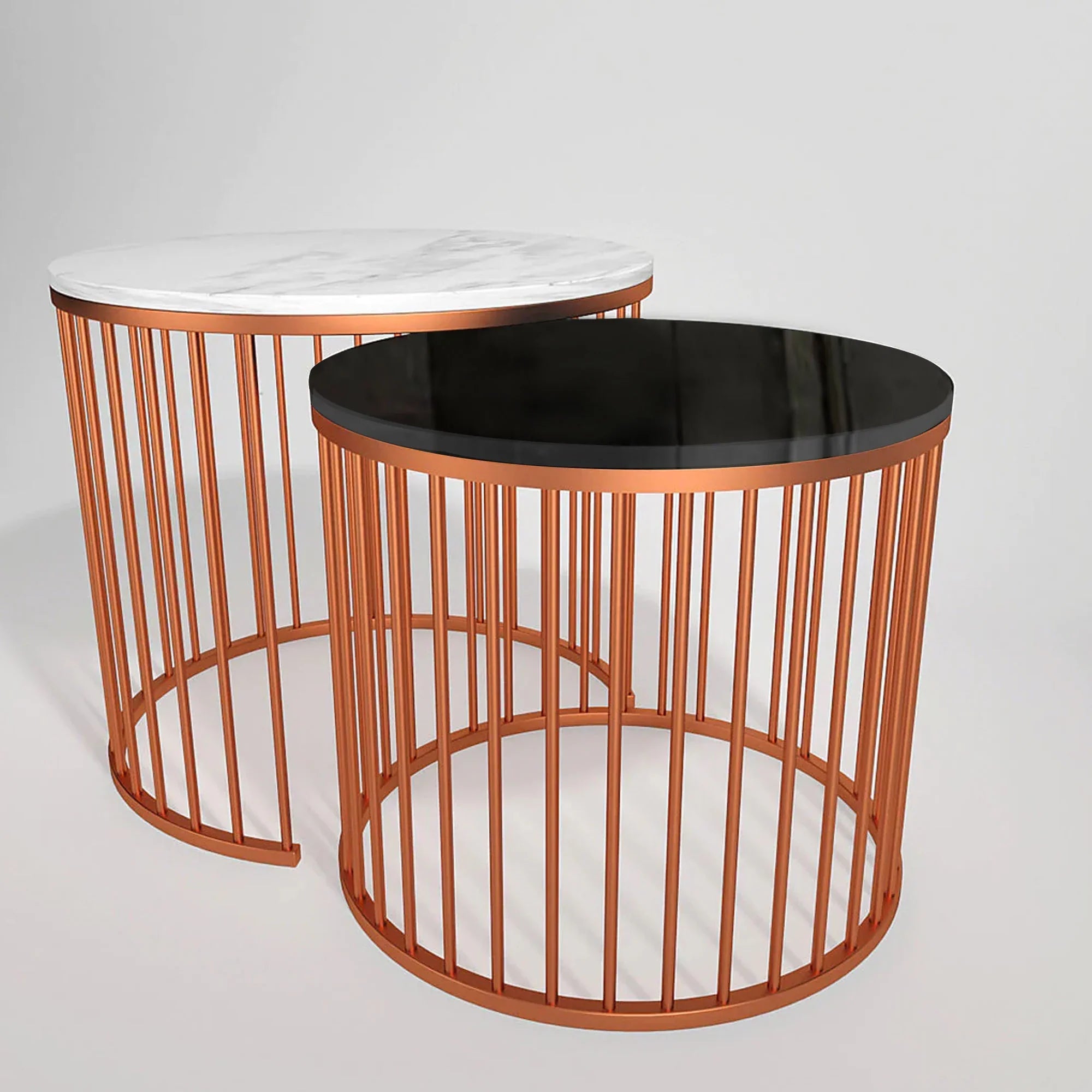 Black & White Copper Nesting Table Set of 2