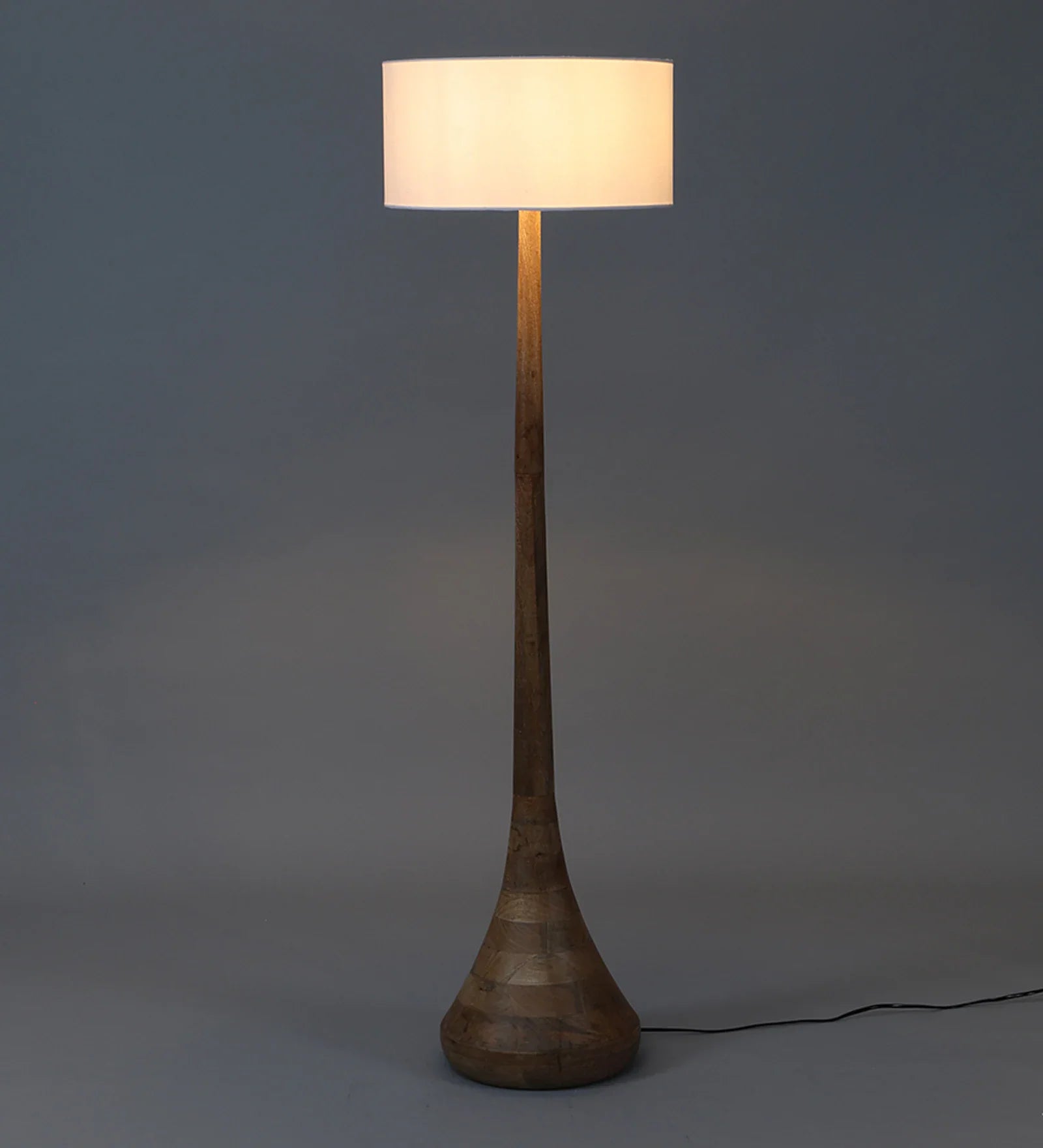 Peony Shade Club Floor Lamp With Wood Base