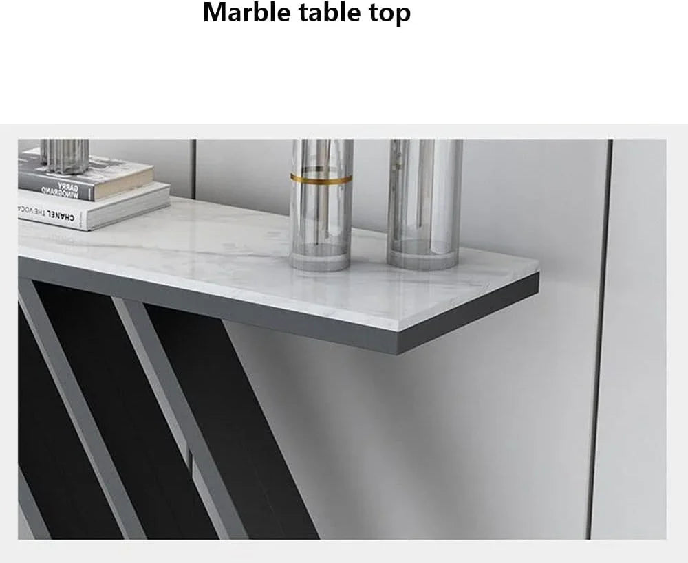 Sleek White Marble Black Console Table