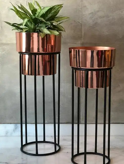 Designer Rose Gold Indoor Planter Set of 2