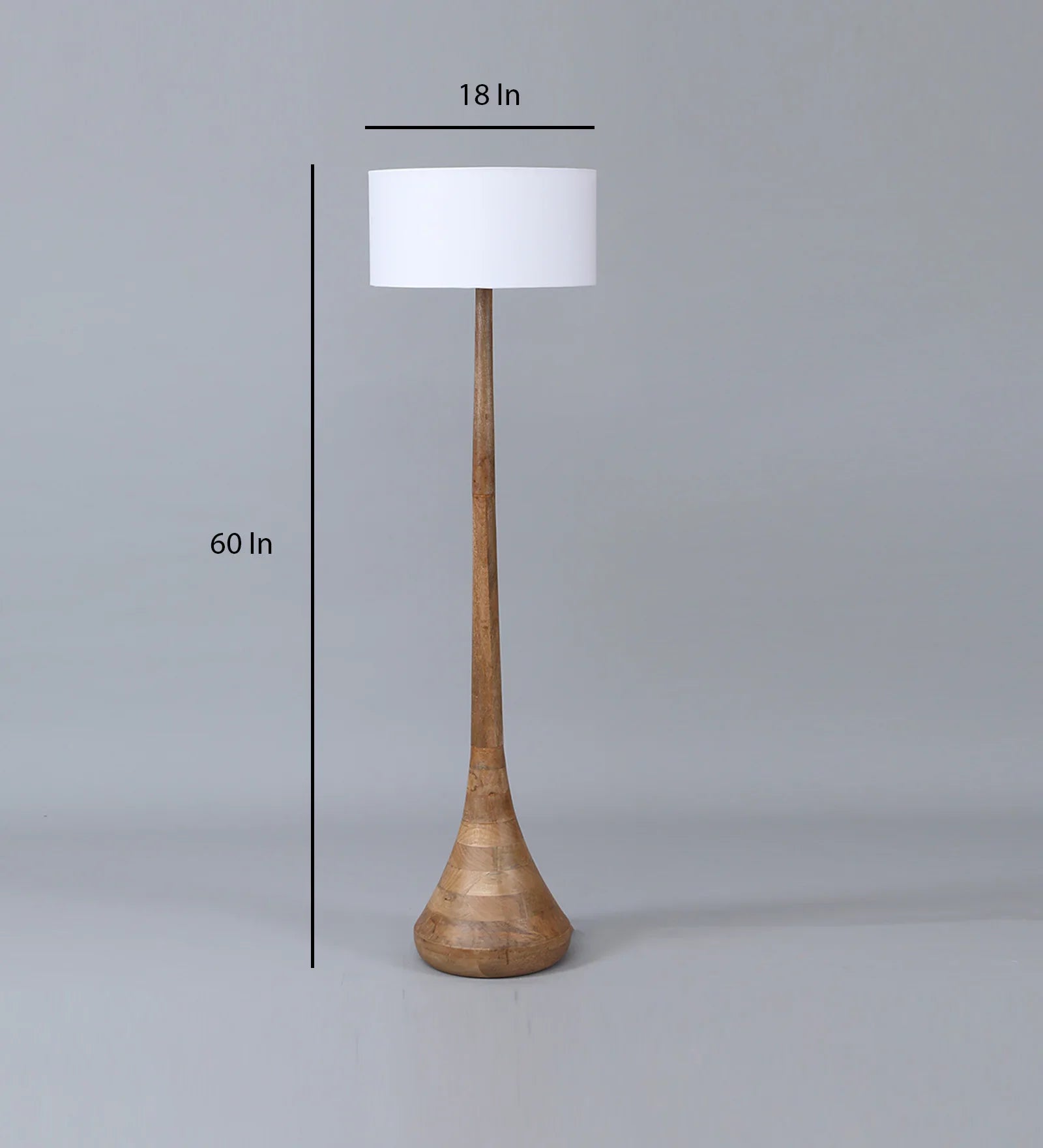 Peony Shade Club Floor Lamp With Wood Base