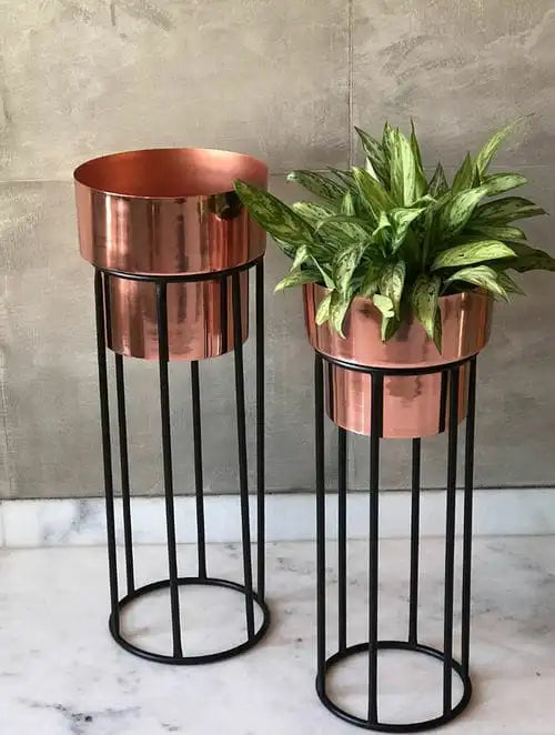 Designer Rose Gold Indoor Planter Set of 2