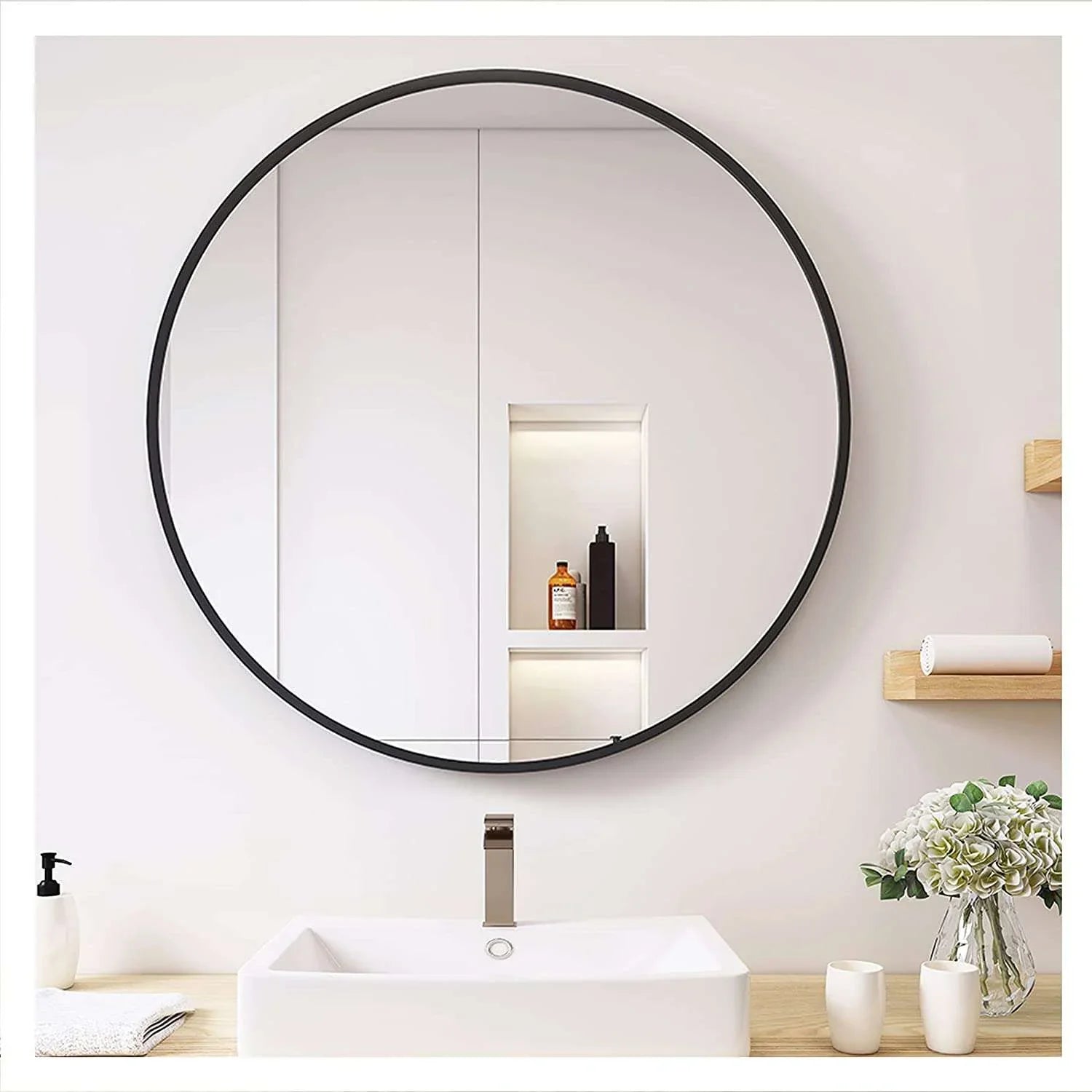 Black Round Wall Mirror