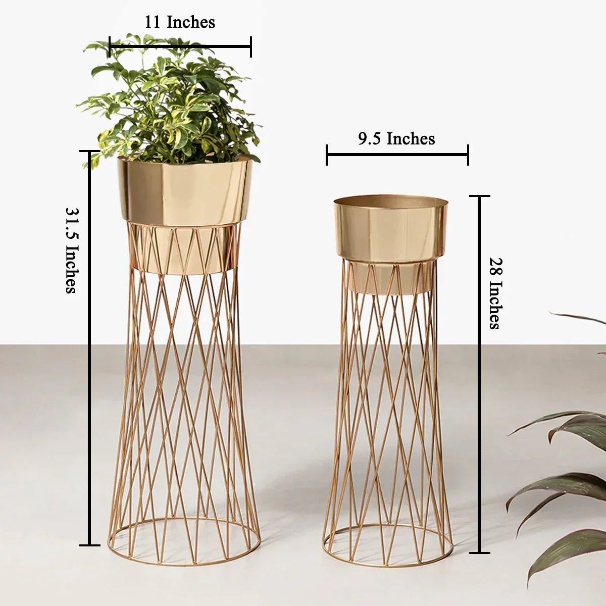 Modern Indoor Planter (Set of 2) Electroplating Finish