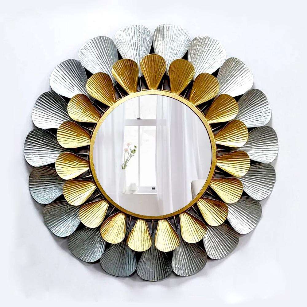 Metal Rose Petals Mirror