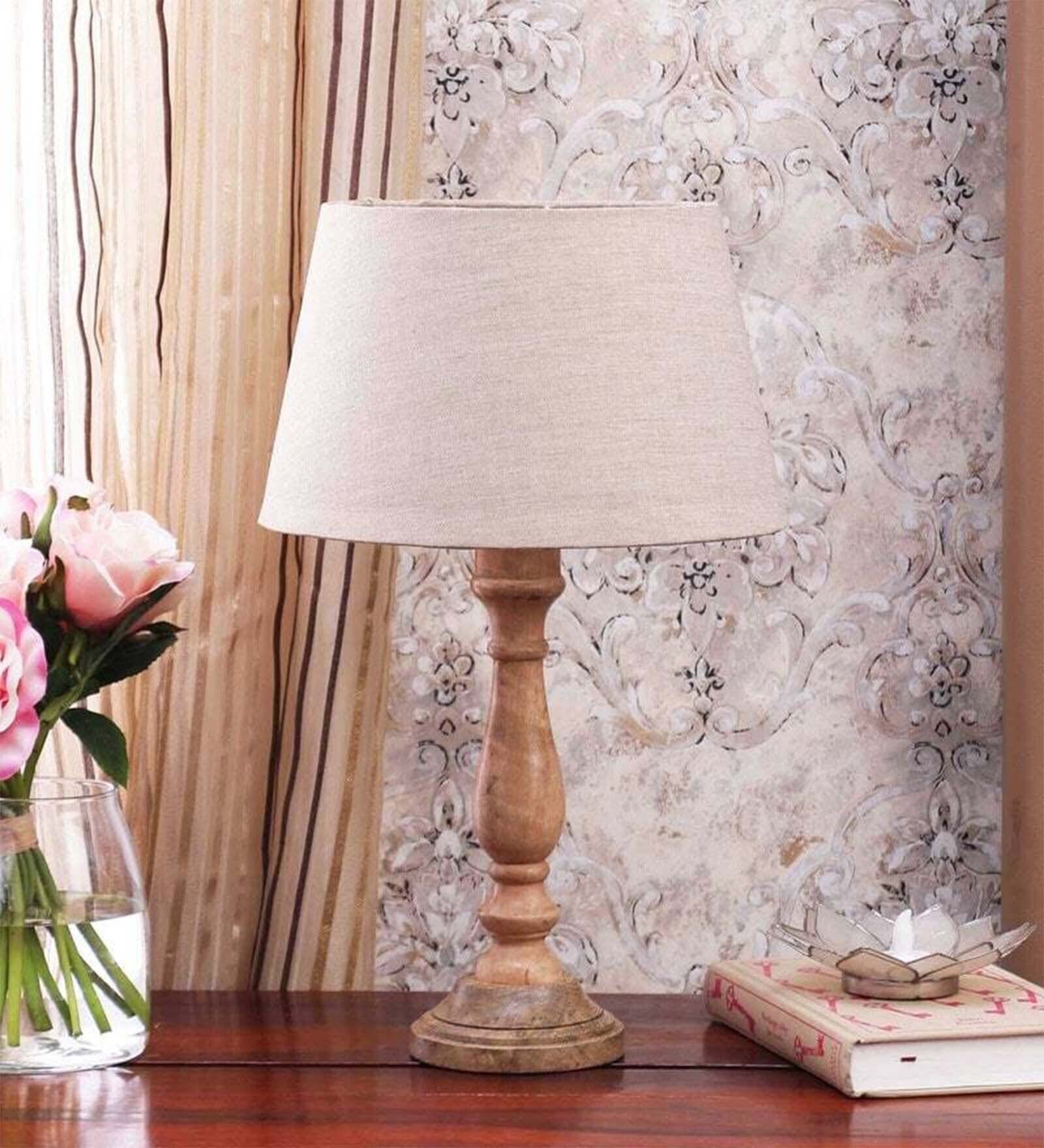 White Iron & Cloth Shade Table Lamp