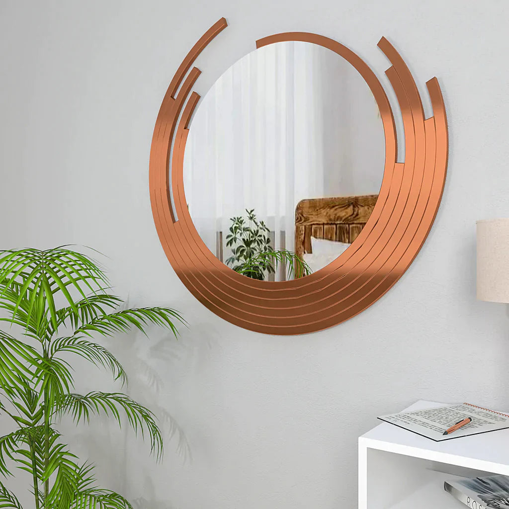 Designer Copper Finish Wall Mirror