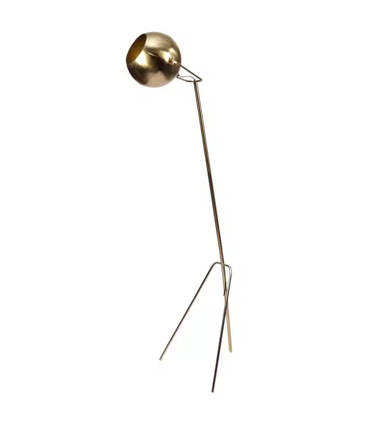 Brass Iron Shade Tripod Floor Lamp