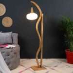 Designer Floor Lamp With Wood Base, For Living Room, Bedroom