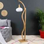 Designer Floor Lamp With Wood Base, For Living Room, Bedroom