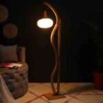 Designer Floor Lamp With Wood Base, For Living Room, Bedroom