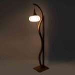 Designer Floor Lamp With Wood Base, For Living Room, Bedroom